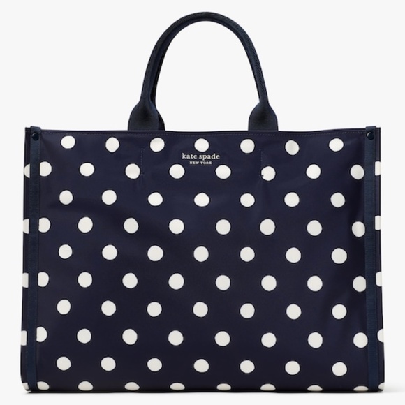 Kate Spade Sunshine Dot Printed Fabric Large Work Laptop Lightweight Tote - Picture 2 of 7